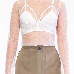 Neon drip laced crop top.